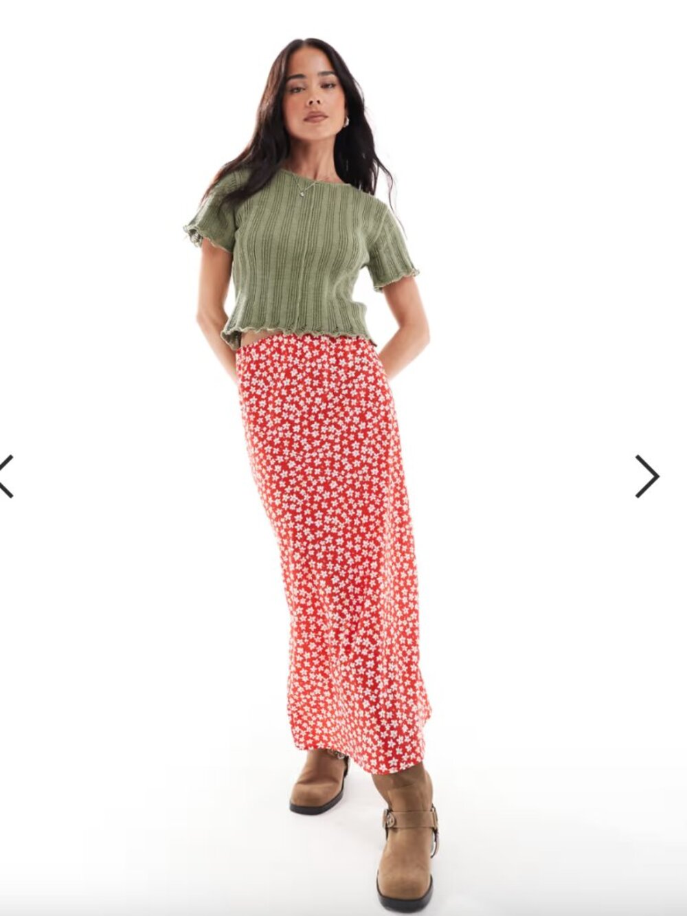 Midi red skirt